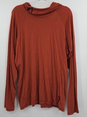 Melanzana Merino Wool Base Layer Hoodie Mens Large Rust Orange Performance